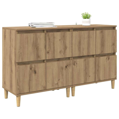vidaXL Dressoirs 2 pcs Artisan Eiken 60 x 35 x 70 cm Bewerkt hout afbeelding3 - 1