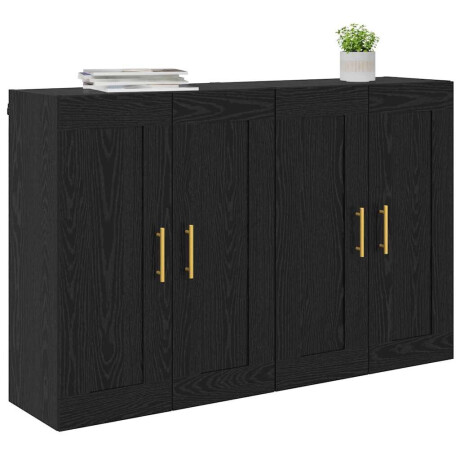 vidaXL Wandkast 2 pcs Zwart Eiken 69,5 x 34 x 90 cm Bewerkt hout afbeelding3 - 1