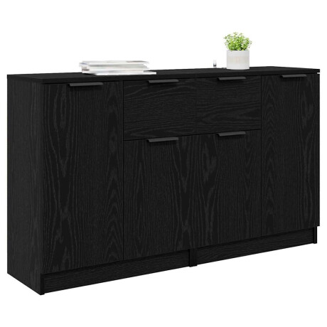 vidaXL Dressoirs 2 pcs Zwart Eiken 60 x 30 x 70 cm Bewerkt hout afbeelding3 - 1