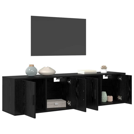 vidaXL Wandtv-kast Set 2 pcs Zwart Eiken 80 x 34,5 x 40 cm afbeelding3 - 1