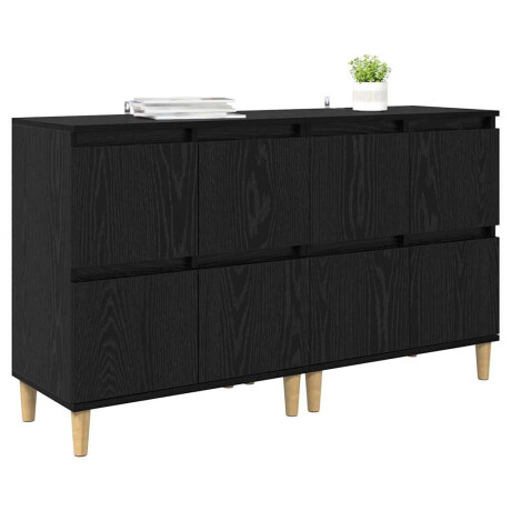 vidaXL Dressoirs 2 pcs Zwart Eiken 60 x 35 x 70 cm Bewerkt hout afbeelding3 - 1