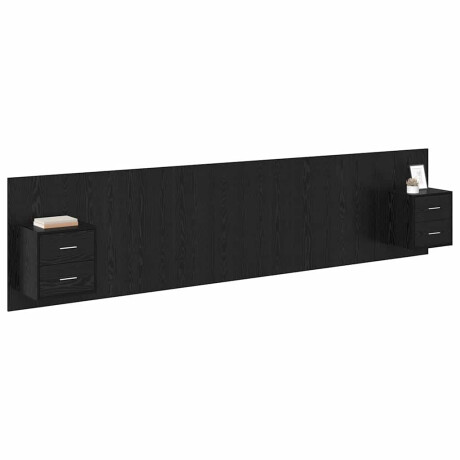 vidaXL Hoofdbord Met Kast met lade 3 pcs Zwart Eiken Bewerkt hout afbeelding3 - 1