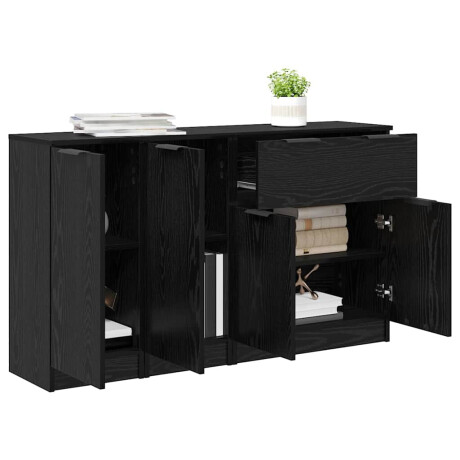 vidaXL Dressoir met lade 3 pcs Zwart eiken Bewerkt hout afbeelding3 - 1