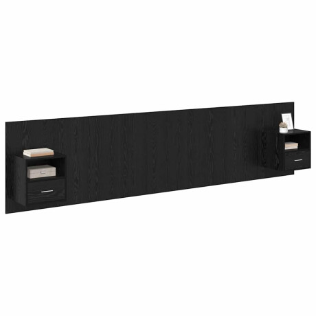 vidaXL Hoofdbord Met Kast met lade 3 pcs Zwart Eiken Bewerkt hout afbeelding3 - 1