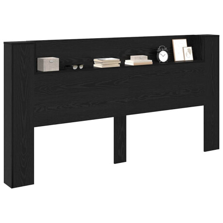 vidaXL Hoofdbord Zwart Eiken 200 x 15 x 103,5 cm Bewerkt hout afbeelding3 - 1