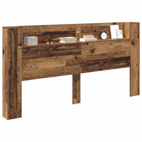 vidaXL Hoofdbord met plank Oudhout 200 x 15 x 103,5 cm Bewerkt hout afbeelding3 - 1