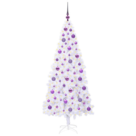 vidaXL Kunstkerstboom met 300 LED Wit 180 cm PVC en staal afbeelding3 - 1