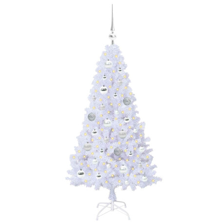 vidaXL Kunstkerstboom met 150 LED Wit 120 cm PVC en staal afbeelding3 - 1
