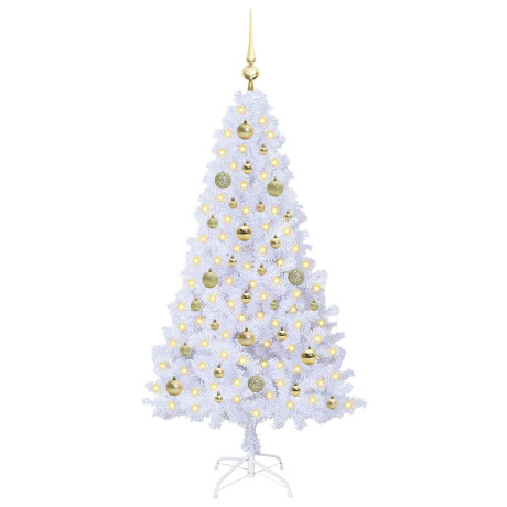 vidaXL Kunstkerstboom met 150 LED Wit 150 cm PVC en staal afbeelding3 - 1