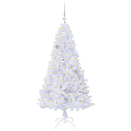 vidaXL Kunstkerstboom met 150 LED Wit 150 cm PVC en staal afbeelding3 - 1