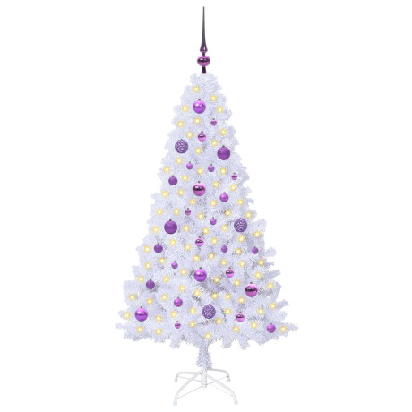 vidaXL Kunstkerstboom met 150 LED Wit 150 cm PVC en staal afbeelding3 - 1