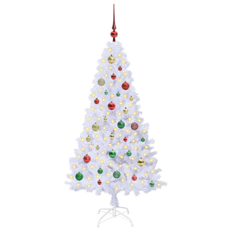 vidaXL Kunstkerstboom met 150 LED Wit 150 cm PVC en staal afbeelding3 - 1