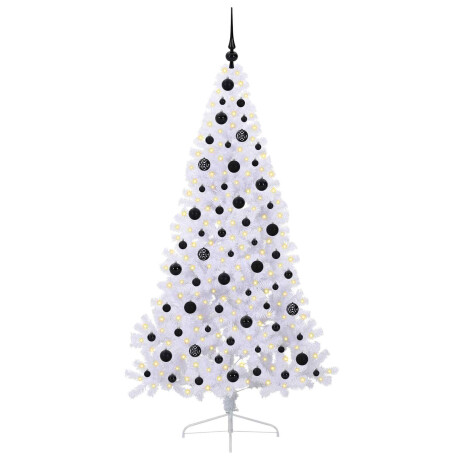 vidaXL Kunstkerstboom met 300 LED Wit 180 cm PVC en staal afbeelding3 - 1