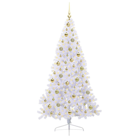 vidaXL Kunstkerstboom met 300 LED Wit 180 cm PVC en staal afbeelding3 - 1