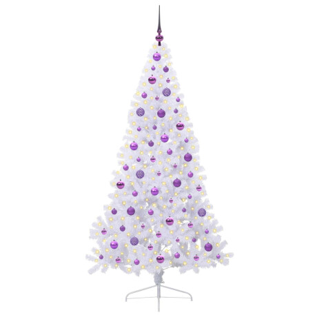 vidaXL Kunstkerstboom met 300 LED Wit 180 cm PVC en staal afbeelding3 - 1
