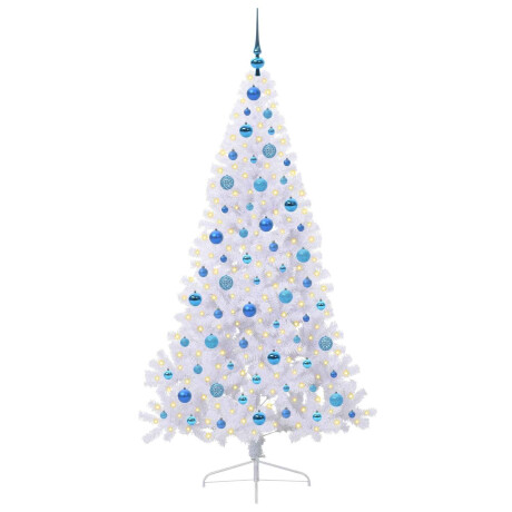 vidaXL Kunstkerstboom met 300 LED Wit 180 cm PVC en staal afbeelding3 - 1