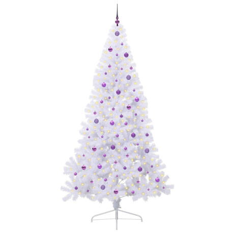 vidaXL Kunstkerstboom met 300 LED Wit 240 cm PVC en staal afbeelding3 - 1