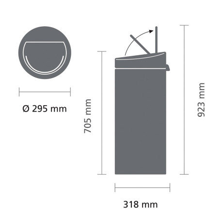 Brabantia Touch Bin Prullenbak - 30 l - Matt Black afbeelding3 - 1