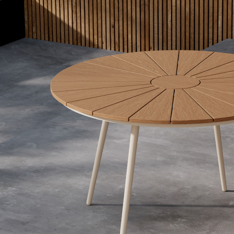 Denzel polywood ronde tuintafel beige - Ø 120 cm afbeelding3 - 1