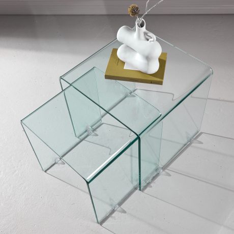 Cornelis glazen bijzettafels transparant - set van 2 afbeelding3 - 1