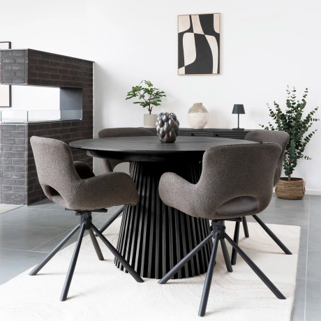 Alko uitschuifbare houten eettafel zwart - Ø 120 tot 200 cm afbeelding3 - 1
