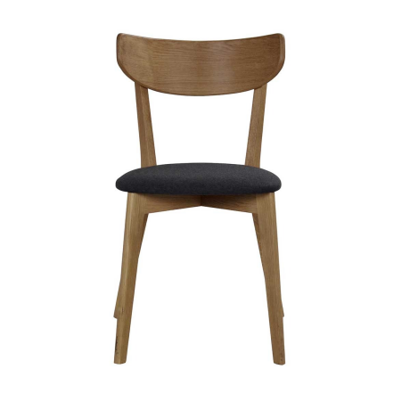 Ami eikenhouten eetkamerstoel naturel - met donkergrijs zitkussen afbeelding3 - 1