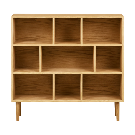August eikenhouten boekenkast naturel - 112 x 105 cm afbeelding3 - 1