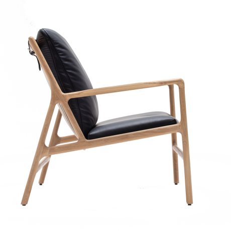 Dedo easy chair whitewash - dakar leather black zitting afbeelding3 - 1