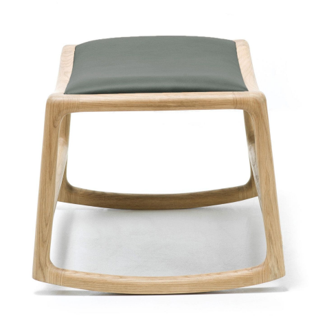 Dedo footstool - whitewash voetenbank met dakar leather grey afbeelding3 - 1