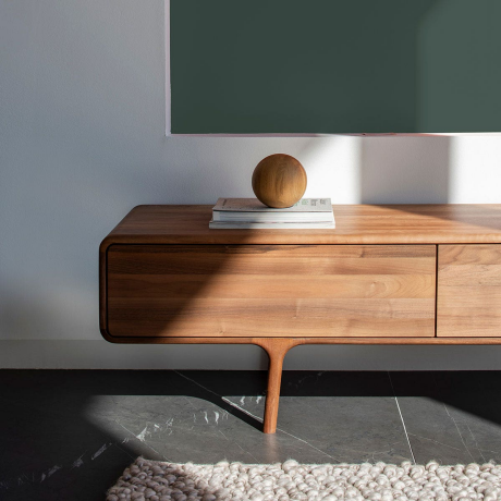 Fawn lowboard 3 drawers houten tv meubel walnut - 220 x 45 cm afbeelding3 - 1