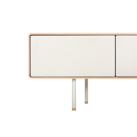 Fina lowboard houten tv meubel whitewash - met mushroom linoleum - 160 x 45 cm afbeelding3 - 1