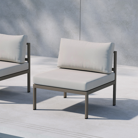 Glen aluminium modulair tuin bankelement taupe met beige zitkussens - 74 x 65 cm afbeelding3 - 1