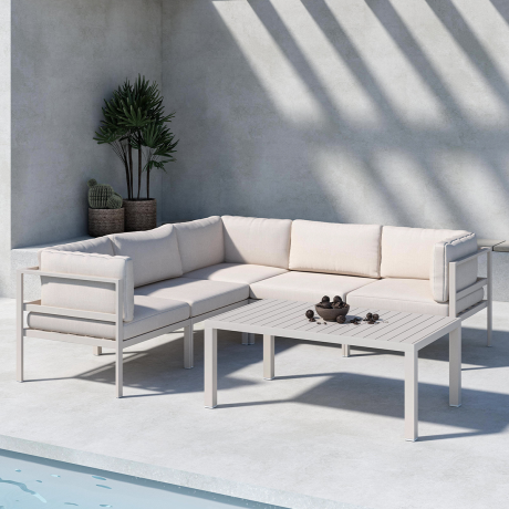 Glen aluminium tuin salontafel beige - 120 x 45 cm afbeelding3 - 1