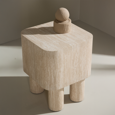Hudson vierkant houten bijzettafel beige - 40 x 40 cm afbeelding3 - 1