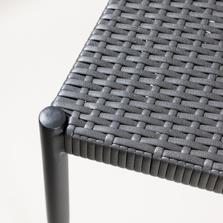 Julian aluminium tuinstoel zwart - met rattan zitting - set van 2 afbeelding3 - 1