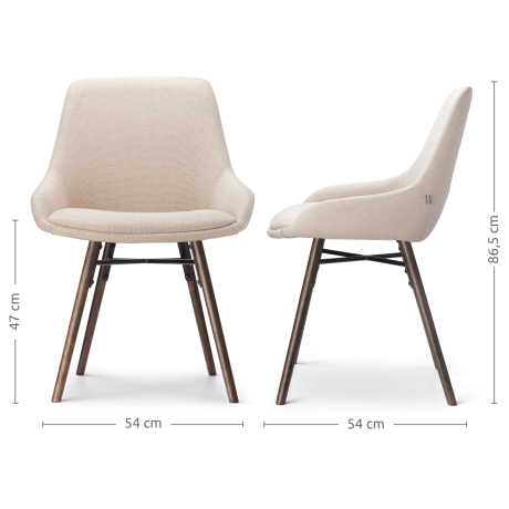 Nena-Isa eetkamerstoel beige - walnoot houten onderstel - set van 2 afbeelding3 - 1