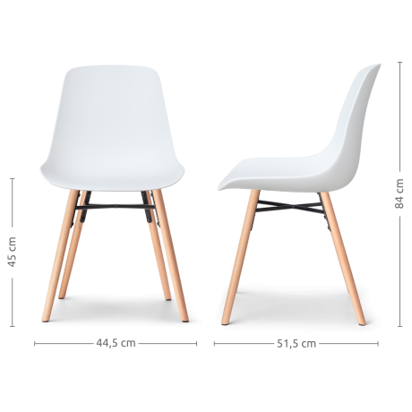 Nena-Pip eetkamerstoel wit - houten onderstel - set van 2 afbeelding3 - 1