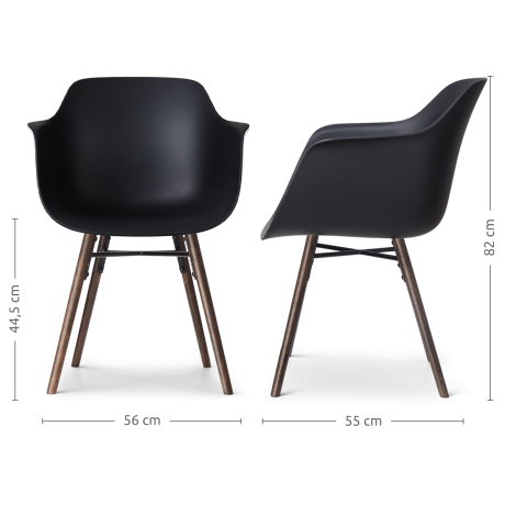 Nena-Puk eetkamerstoel zwart - walnoot houten onderstel - set van 2 afbeelding3 - 1