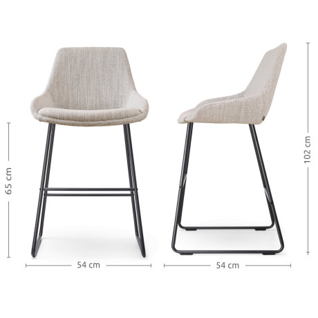 Nino-Isa barkruk beige gemêleerd - zwart onderstel - 65 cm afbeelding3 - 1