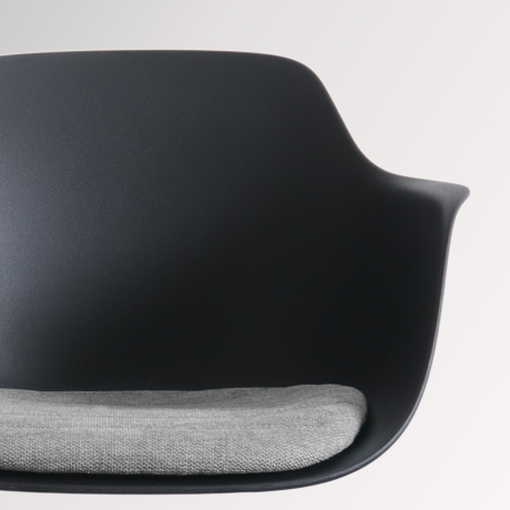 Nino-Liz bakruk zwart met lichtgrijs zitkussen - zwart onderstel - 75 cm afbeelding3 - 1