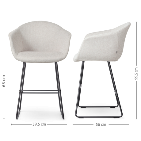 Nino-Otis barkruk beige - zwart onderstel - 65 cm - set van 2 afbeelding3 - 1