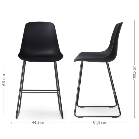 Nino-Pip barkruk zwart - zwart onderstel - 65 cm - set van 2 afbeelding3 - 1