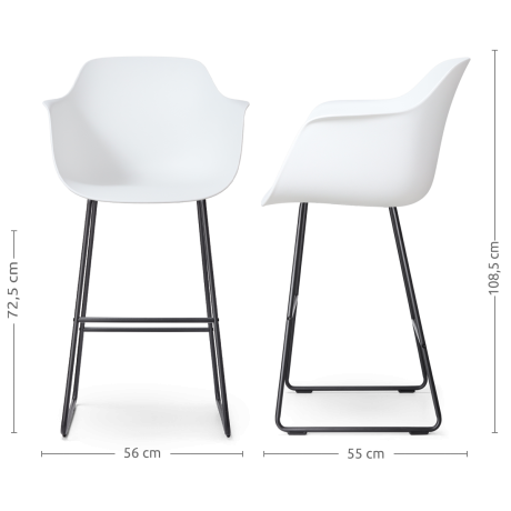 Nino-Puk barkruk wit - zwart onderstel - 75 cm afbeelding3 - 1