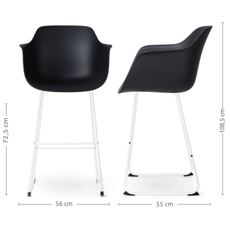 Nino-Puk barkruk zwart - wit onderstel - 75 cm afbeelding3 - 1