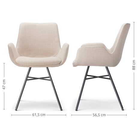 Noa-Eef eetkamerstoel beige - zwart onderstel - set van 2 afbeelding3 - 1