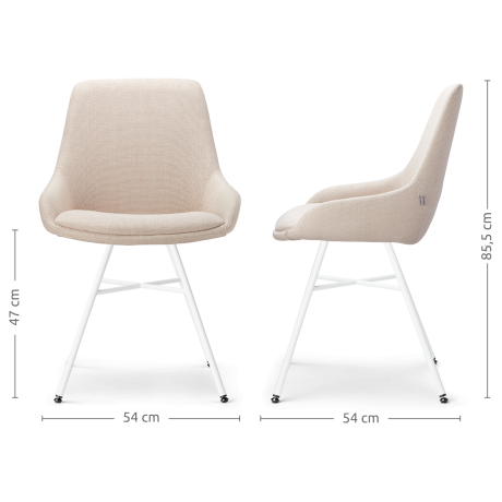 Noa-Isa eetkamerstoel beige - wit onderstel - set van 2 afbeelding3 - 1