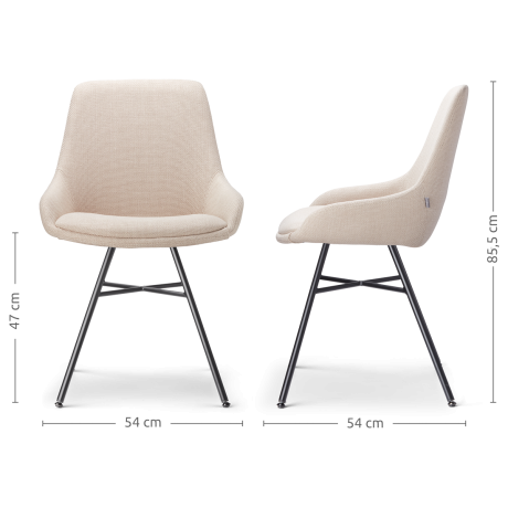 Noa-Isa eetkamerstoel beige - zwart onderstel - set van 2 afbeelding3 - 1