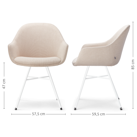 Noa-Mae eetkamerstoel beige - wit onderstel - set van 2 afbeelding3 - 1