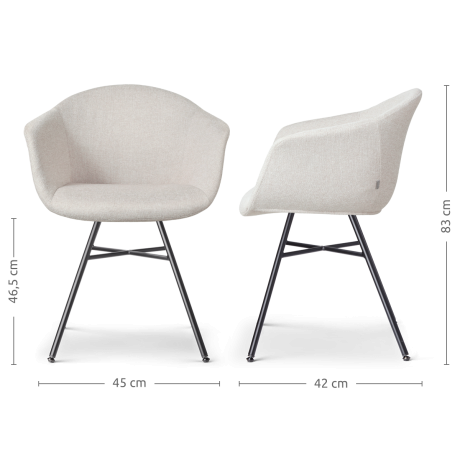 Noa-Otis eetkamerstoel beige - zwart onderstel - set van 2 afbeelding3 - 1