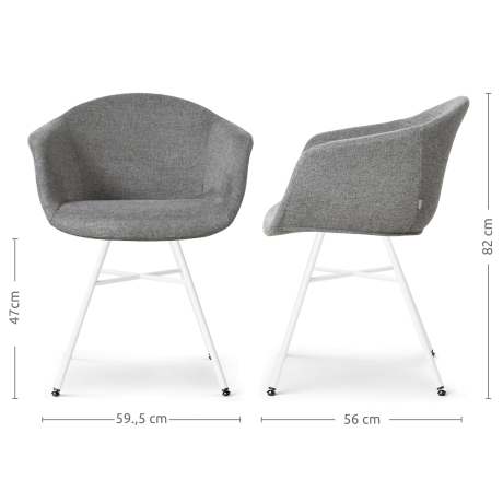 Noa-Otis eetkamerstoel donkergrijs - wit onderstel - set van 2 afbeelding3 - 1